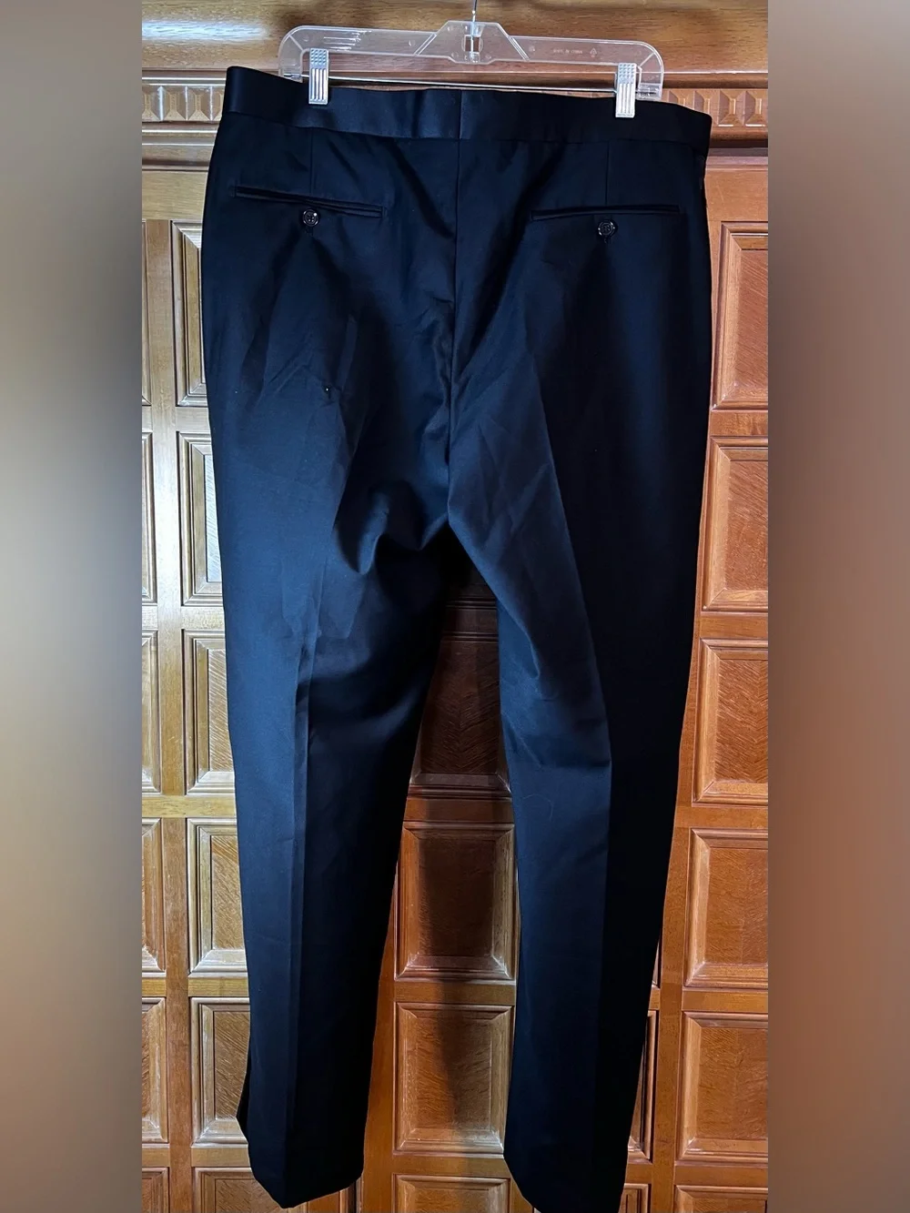 J.Crew Men’s Black Tuxedo Pants 39x32 Super 150s Wool Silk Satin Stripe Formal
